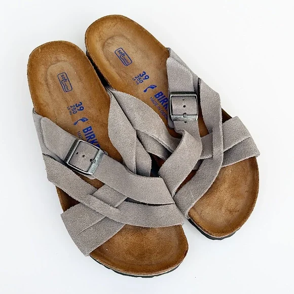 Birkenstock Lugano Suede Woven Sandals Slides Slip On Open Toe 8 - Picture 2 of 7